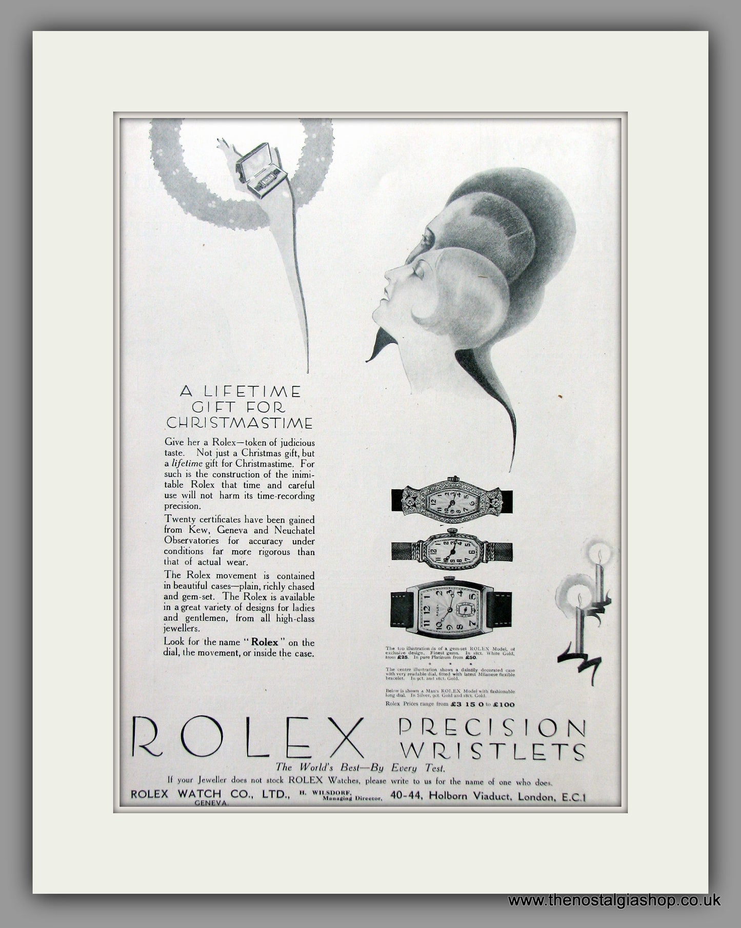 Rolex Precision Wristlets. Original Advert 1927 (ref AD51053)