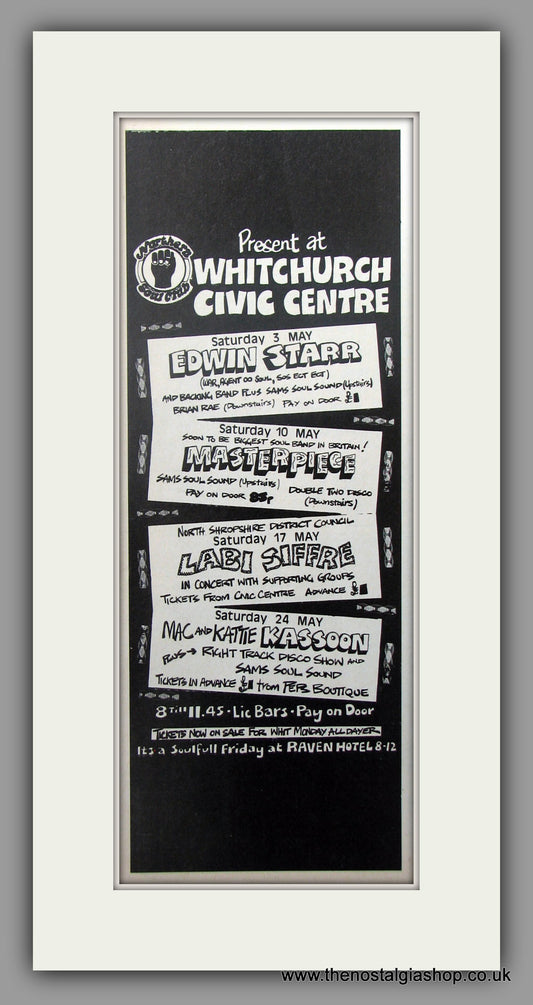 Northern Soul Events at Whitchurch Civic Centre. 1975 Original Advert (ref AD51076)