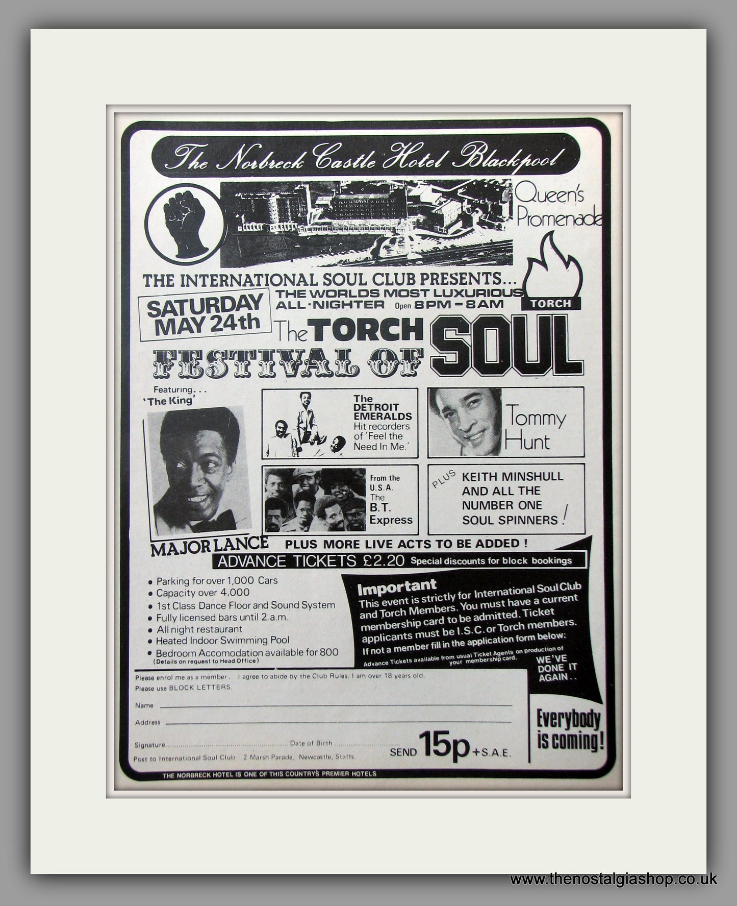 The Torch Festival Of Soul. Norbreck Castle, Blackpool. 1975 Original Advert (ref AD51078)