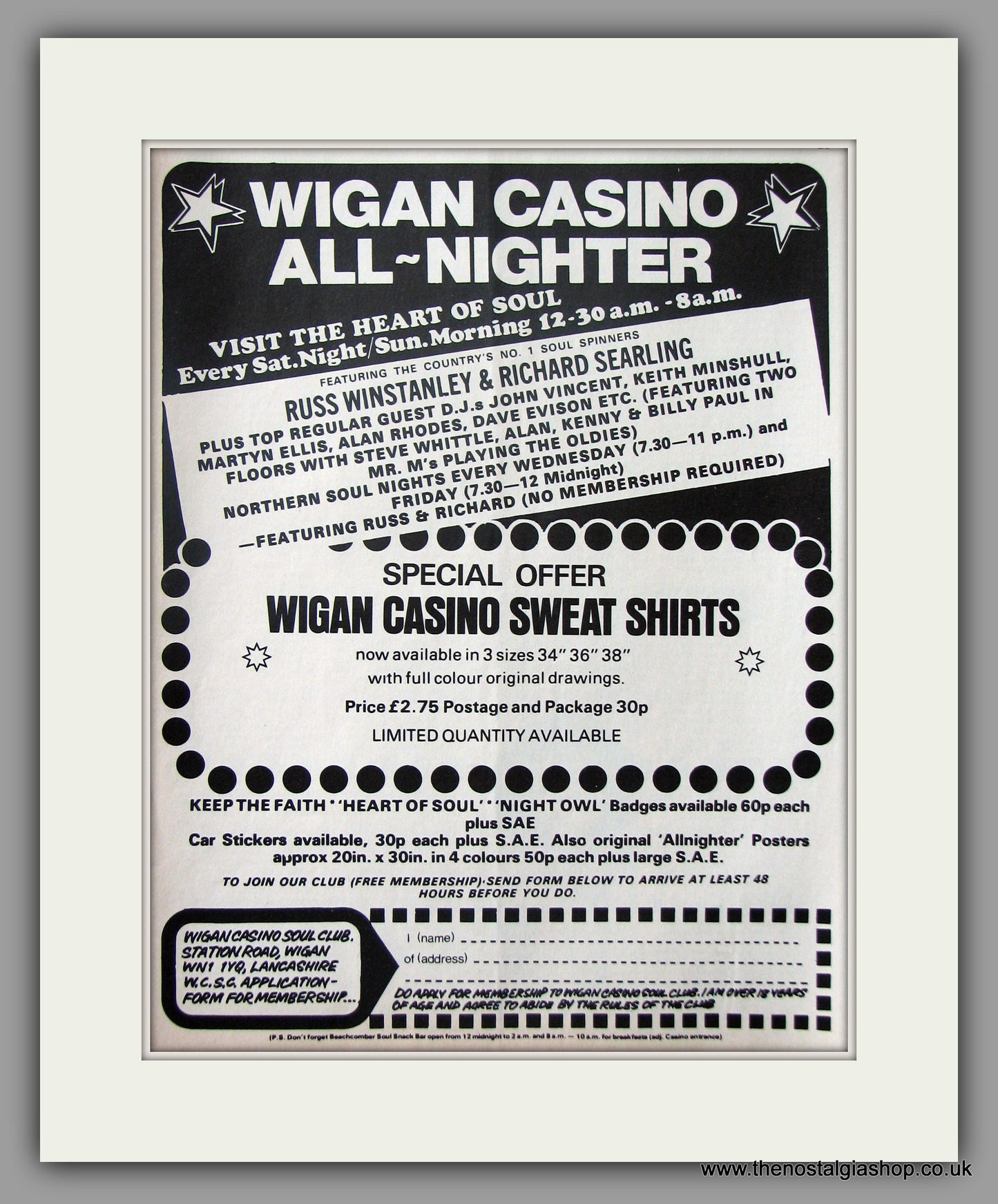 Wigan Casino All Nighter. 1975 Original Advert (ref AD51080)