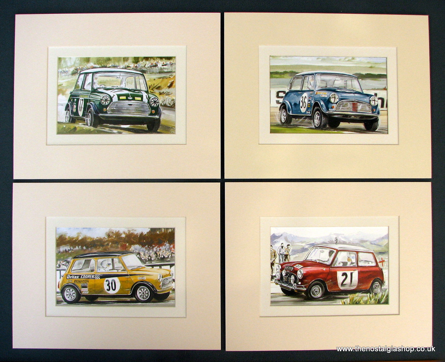 Mini Cooper (Sporting). Set of 4 Mounted Prints – The Nostalgia Shop