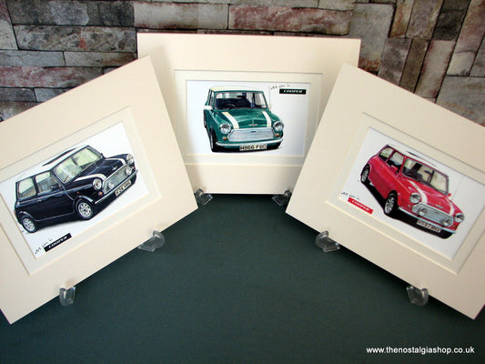 Mini Cooper. Collection of 3 Mounted Prints