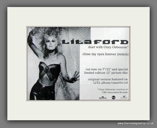 Lita Ford Close My Eyes Forever With Ozzy Osbourne. Original Advert 1984 (ref AD56055)