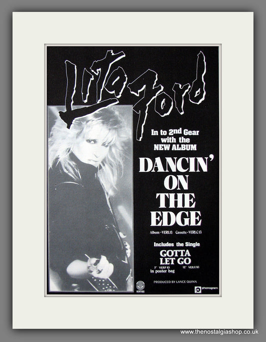Lita Ford Dancing On The Edge. Original Advert 1984 (ref AD56058)