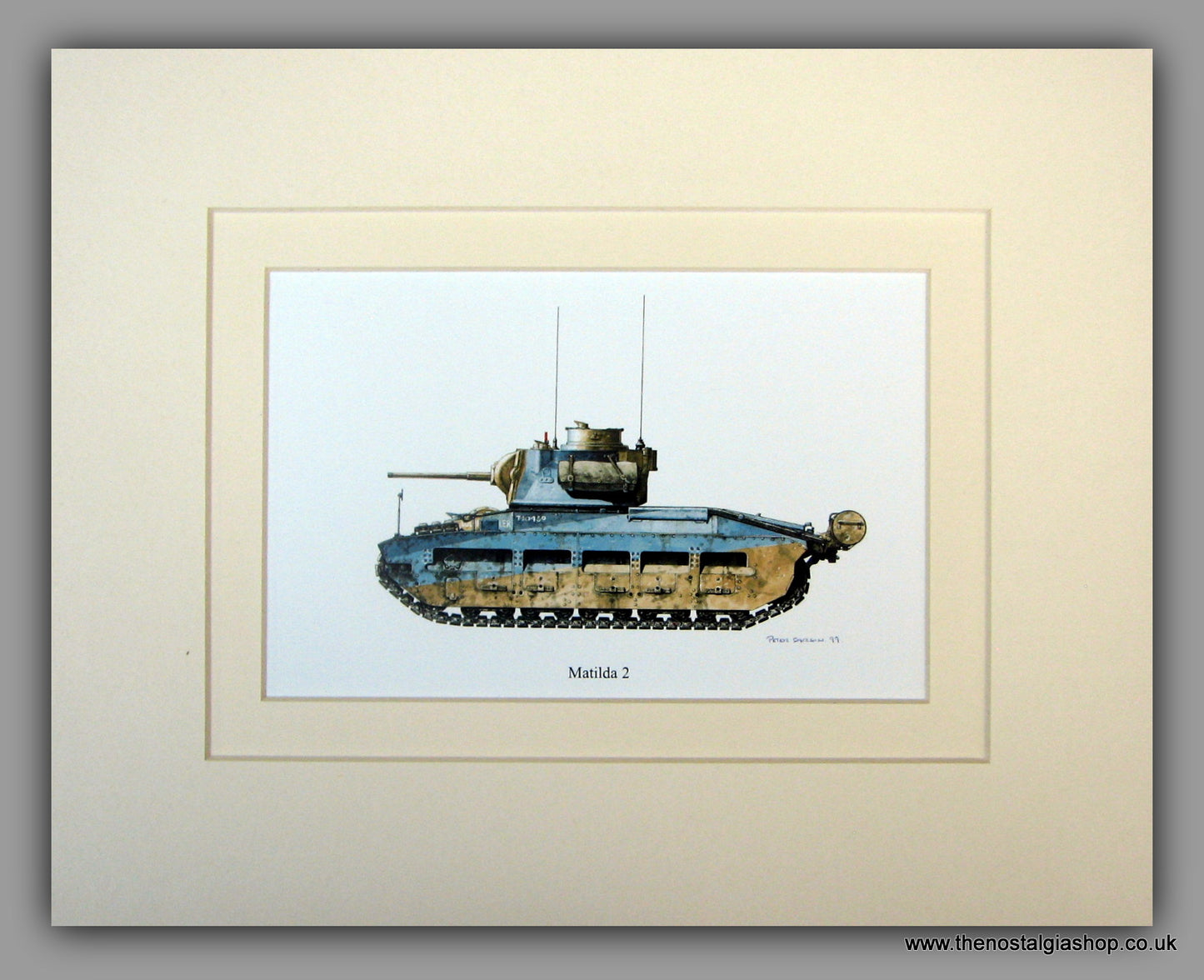 Matilda 2. British Tank. Mounted Print