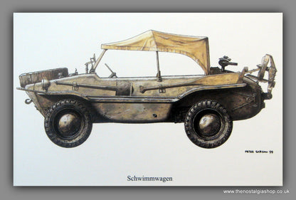 Schwimmwagen. German Vehicle. Mounted Print