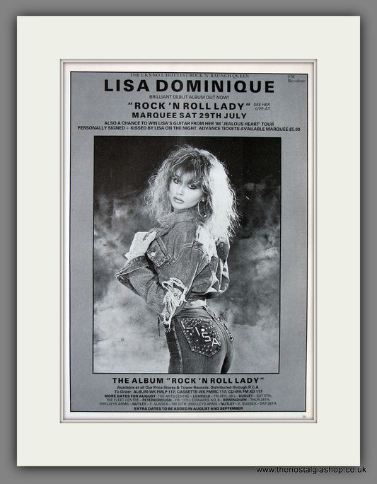 Lisa Dominique Rock 'n' Roll Lady. Original Advert 1989 (ref AD56071)