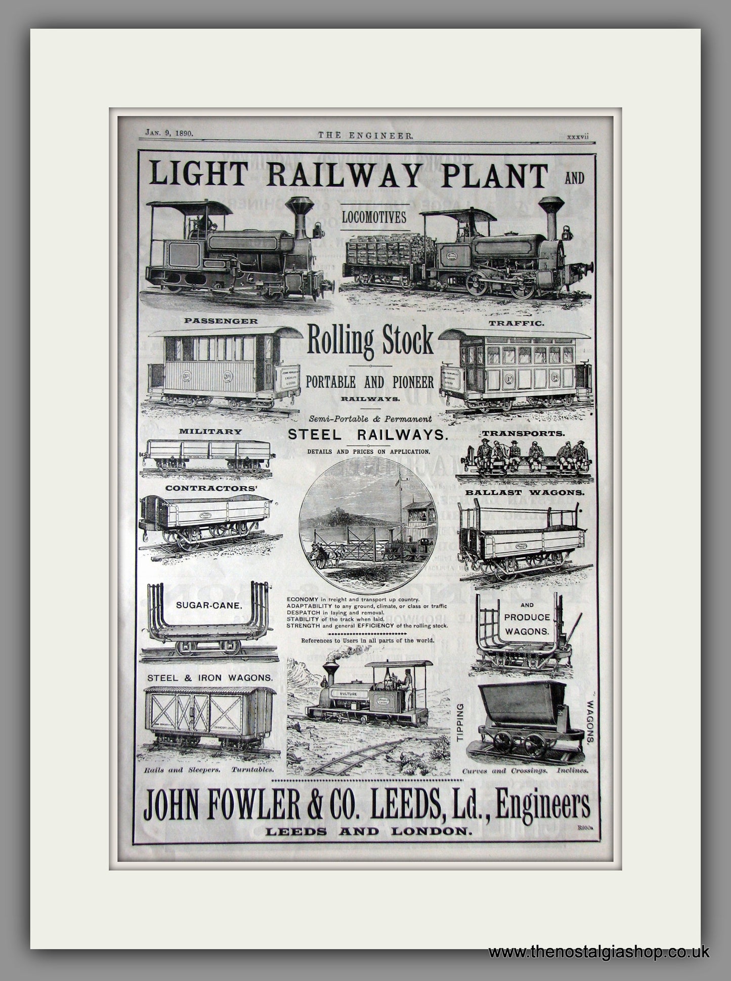 John Fowler & Co. Railway Plant and Stock. Original Vintage Advert 1890 (ref AD11221)
