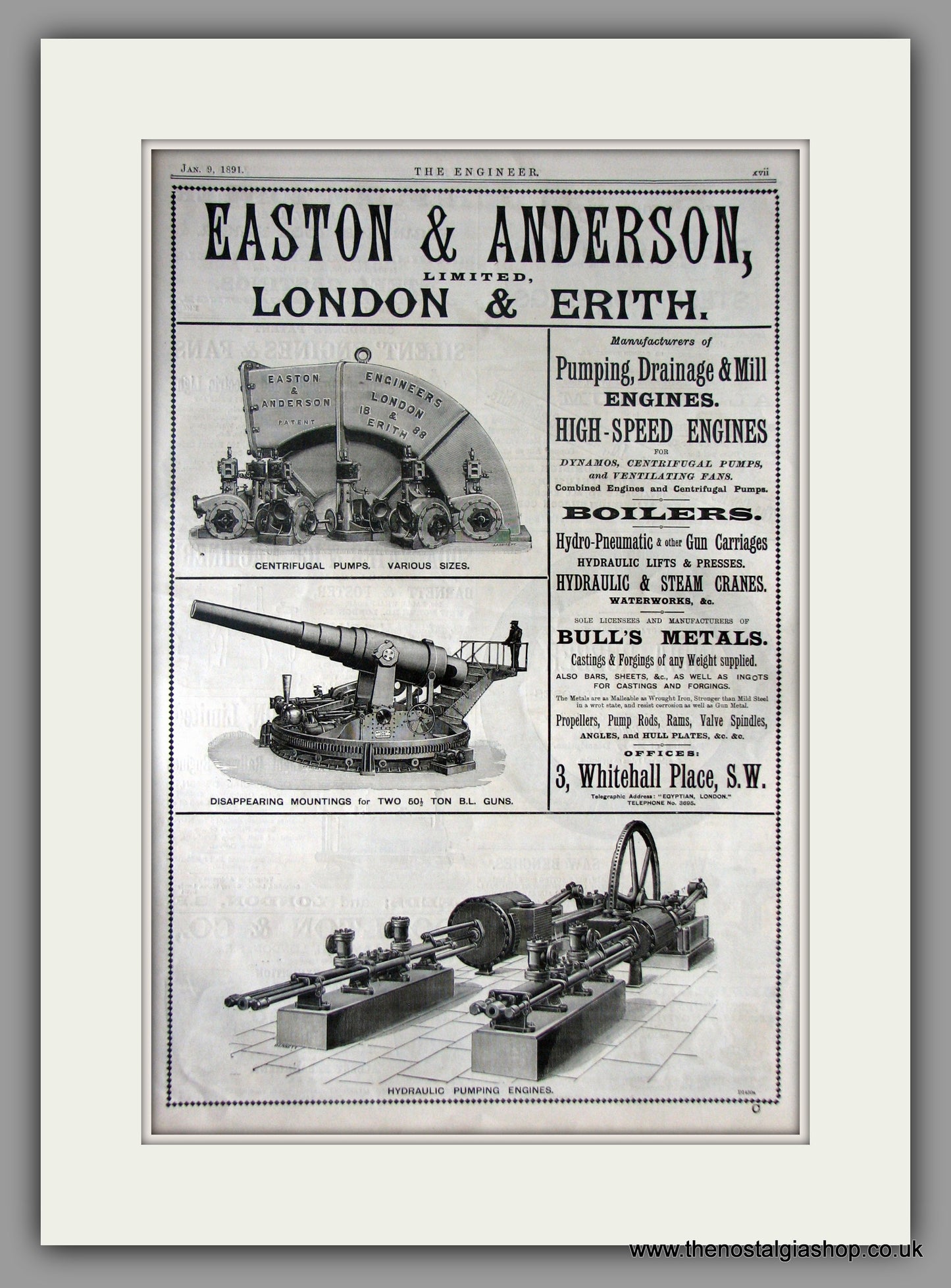 Easton & Anderson. Pumping Engines. Original Advert 1891 (ref AD11224)