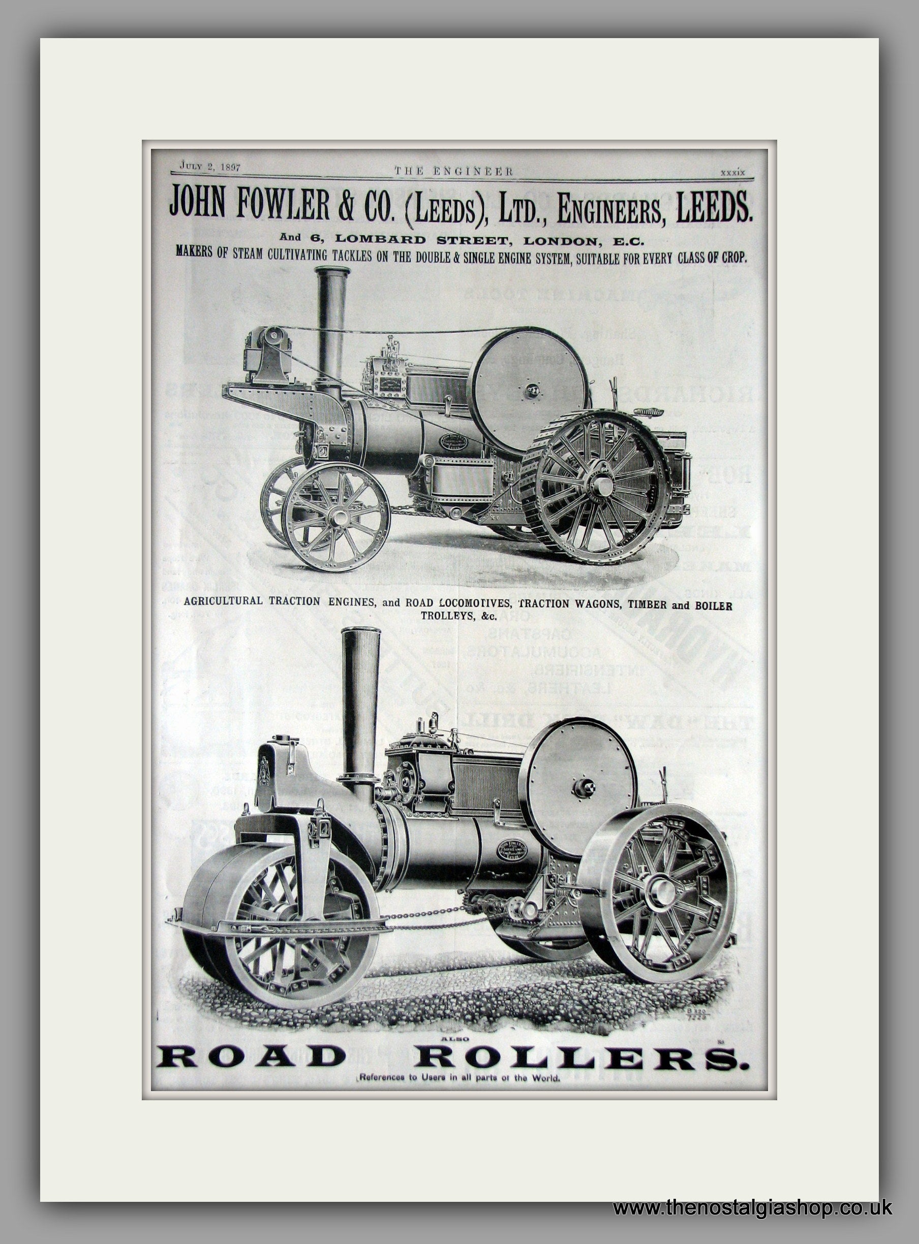 John Fowler & Co. Traction Engines. Original Advert 1897 (ref AD11226 ...
