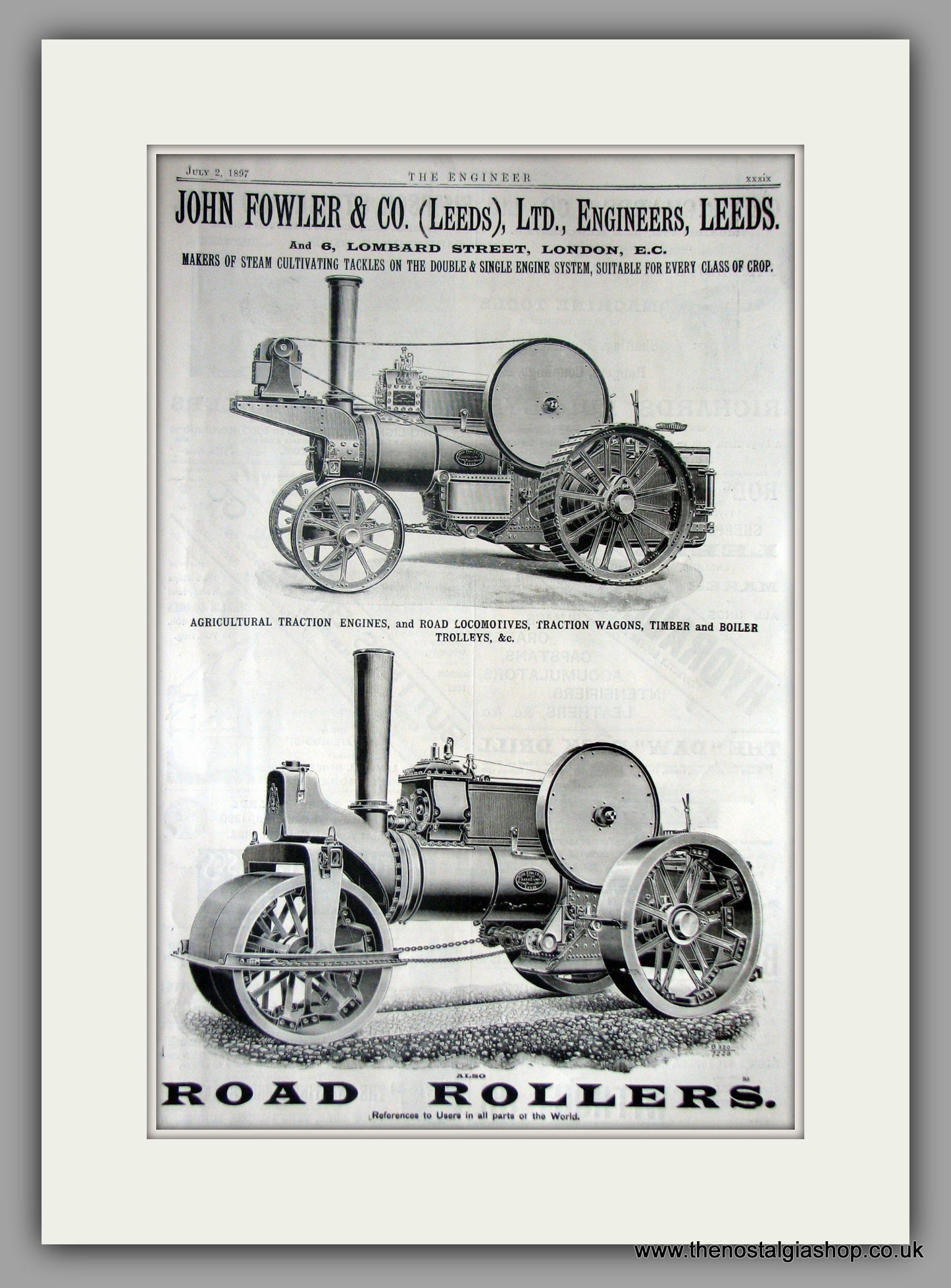 John Fowler & Co. Traction Engines. Original Advert 1897 (ref AD11226)