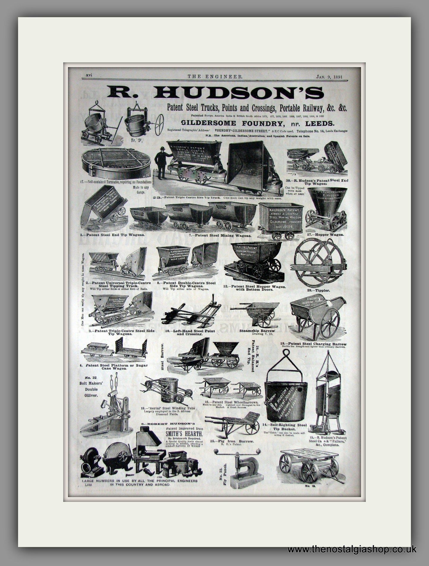 R. Hudson's Mining Equipment. Gildersome Foundry. Original Advert 1891 (ref AD11227)