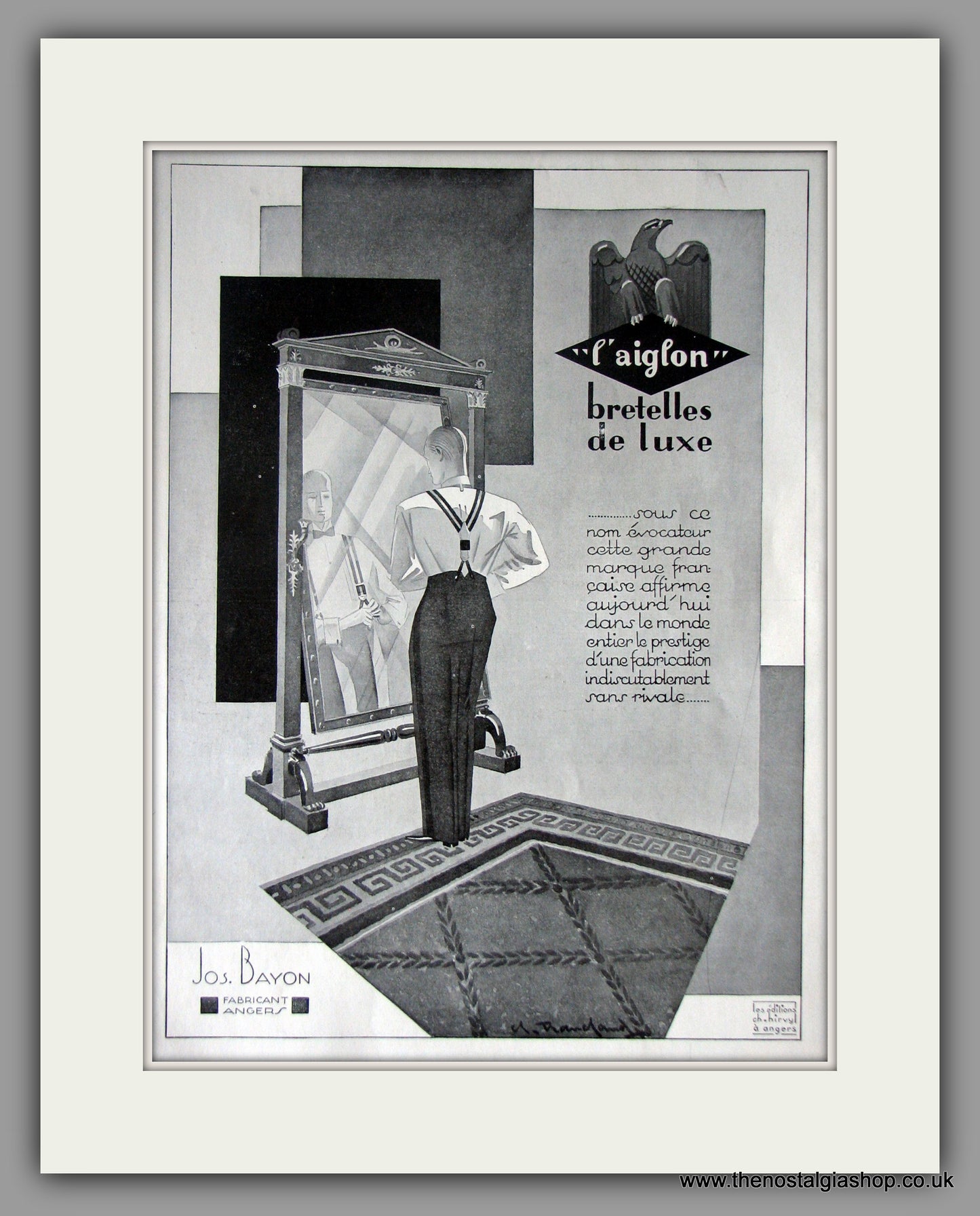 Bretelles De Luxe. Male Fashion. Original French Advert 1929 (ref AD11230)