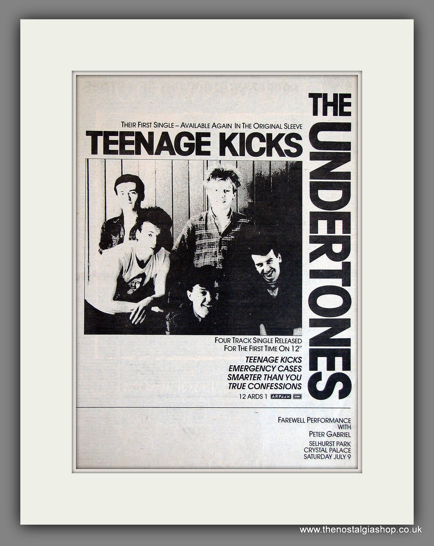 Undertones (The) Teenage Kicks. Original Advert 1983 (ref AD13754)
