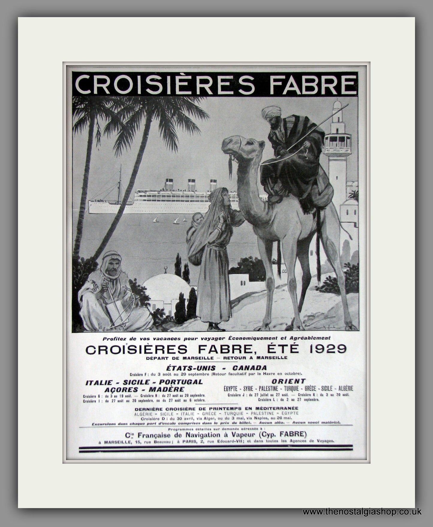 Croisieres Fabre Shipping . Original French Advert 1929 (ref AD11438)