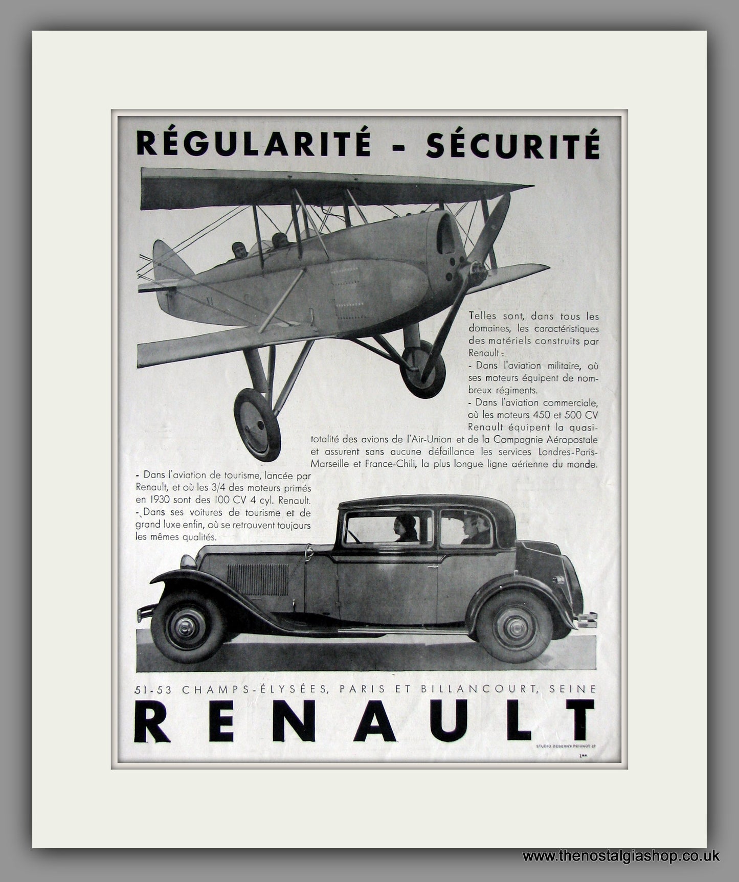 Renault. Original French Advert 1930 (ref AD11439)