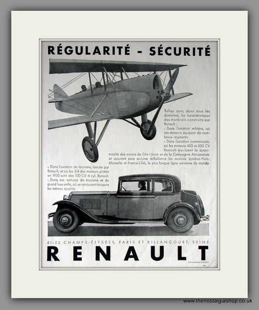 Renault. Original French Advert 1930 (ref AD11439)