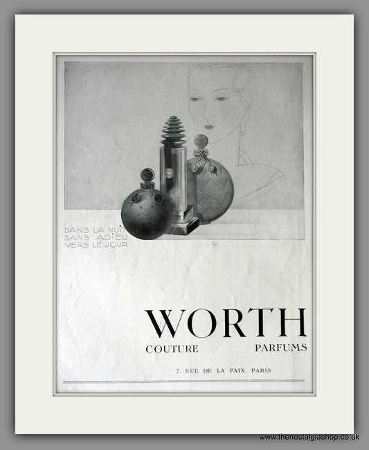 Worth Couture Parfum. Paris. Original French Advert 1930 (ref AD11238)