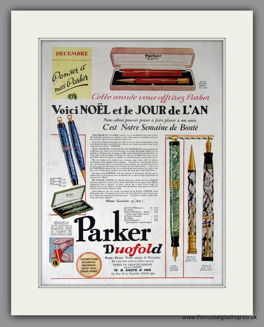 Parker Pens. Original French Advert 1930 (ref AD11440)