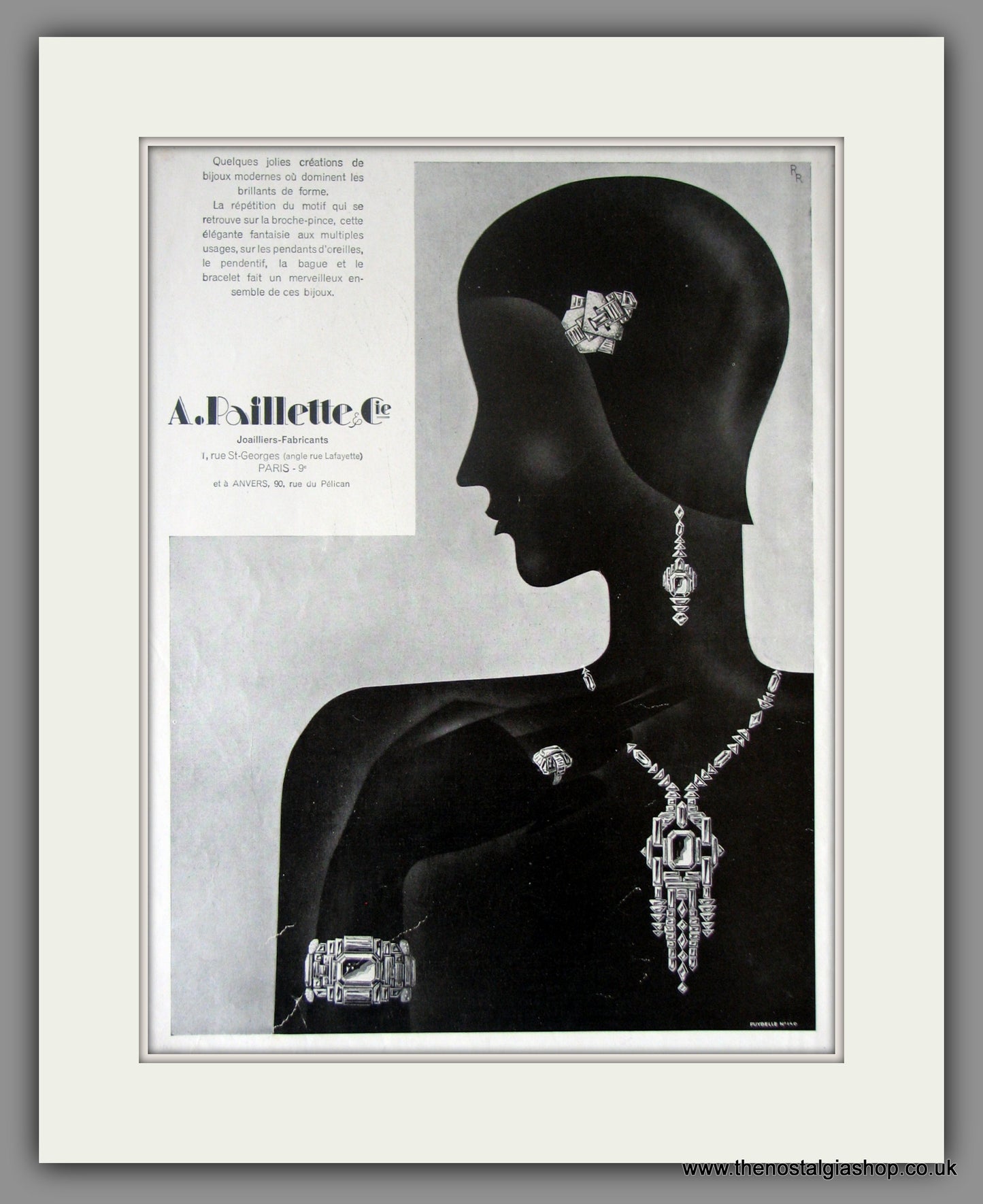 A. Paillette & Cie. Jewellery Makers. Original French Advert 1930 (ref AD11437)