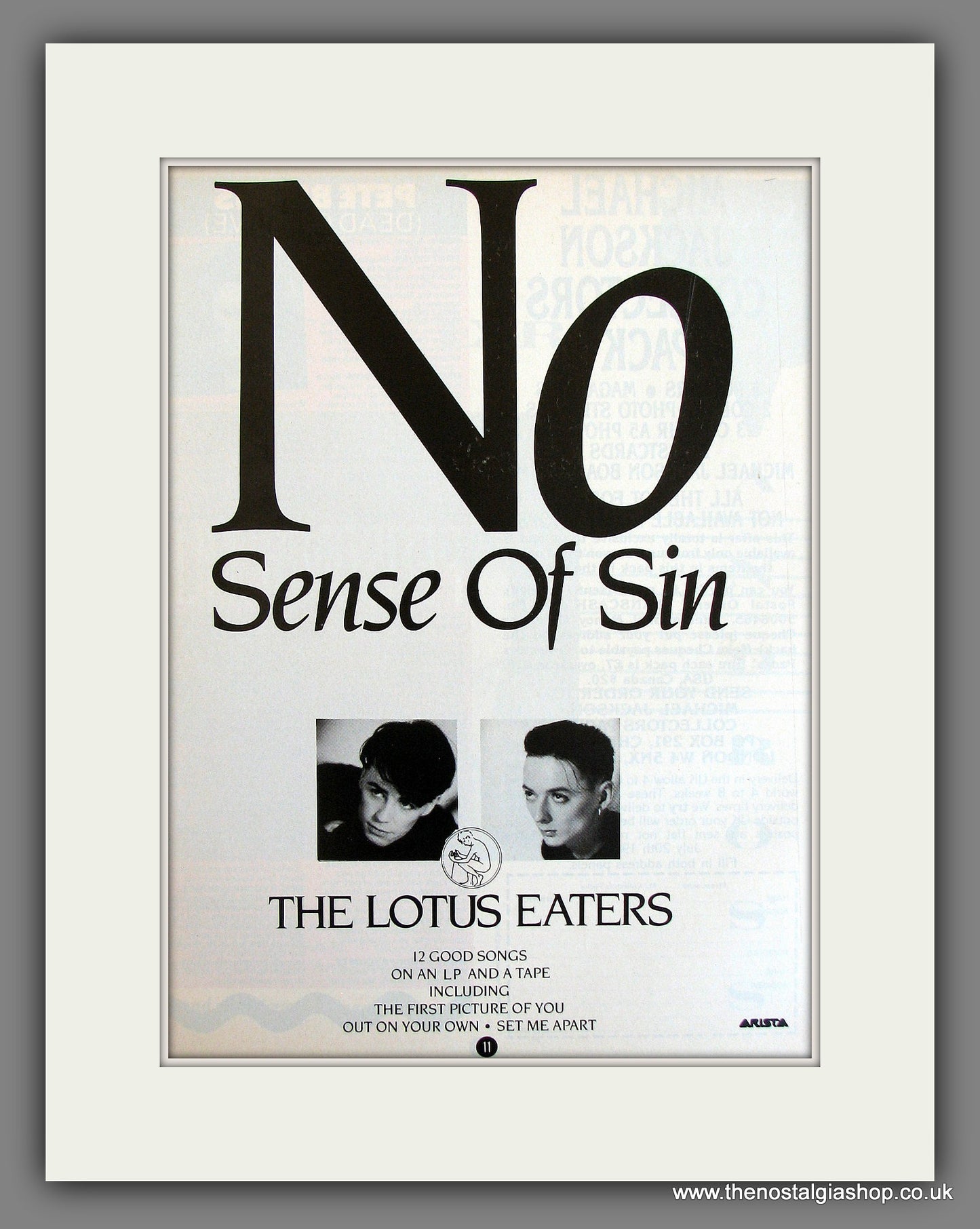 Lotus Eaters (The) No Sense Of Sin. Original Vintage Advert 1984 (ref AD56225)