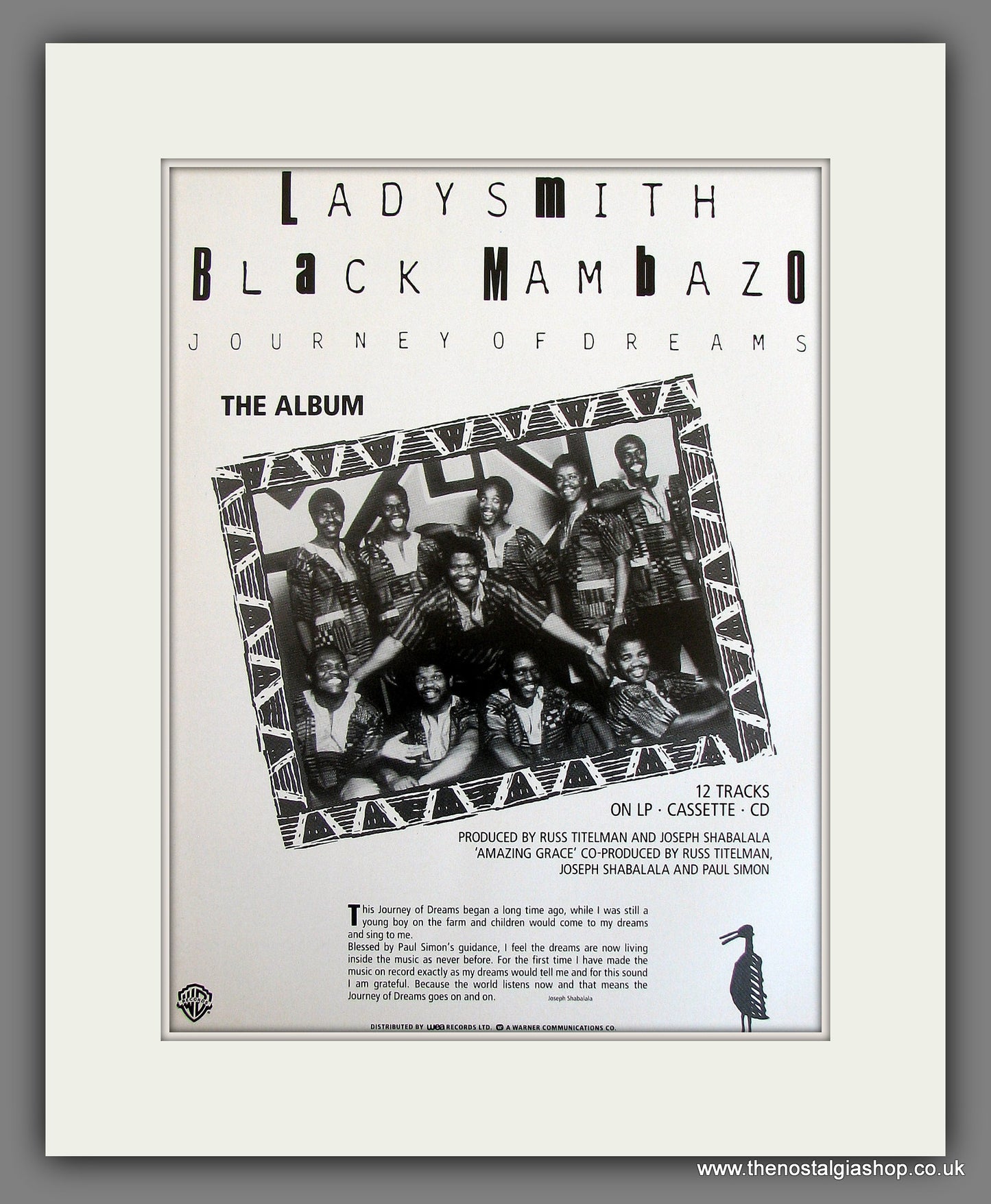 Lady Smith Black Mambazo Journey Of Dreams. Original Vintage Advert 1988 (ref AD56233)