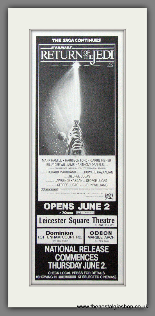 Return Of The Jedi. Original Advert 1983 (ref AD53576)