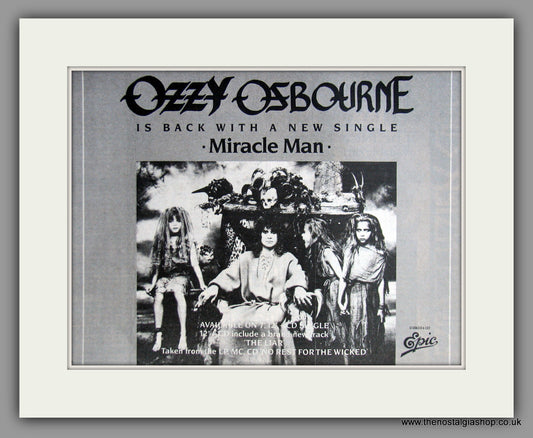 Ozzy Osbourne. Miracle Man. Vintage Advert 1988 (ref AD51377)