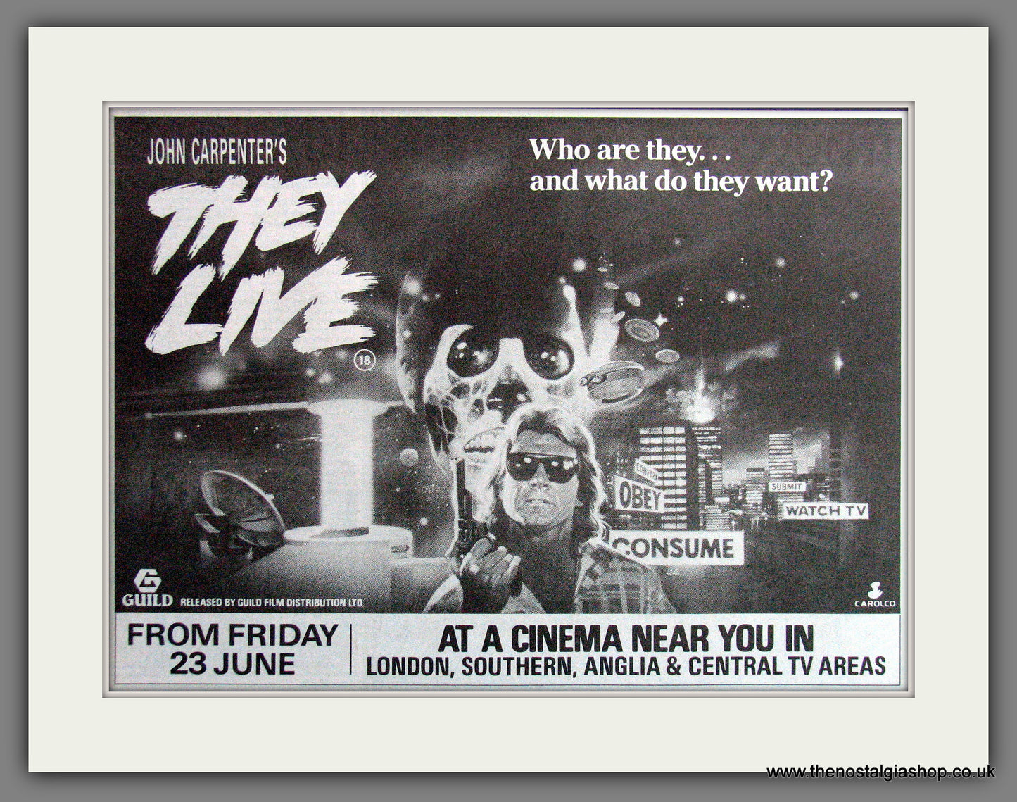 They Live. Roddy Piper. 1989 Original advert (AD56179)