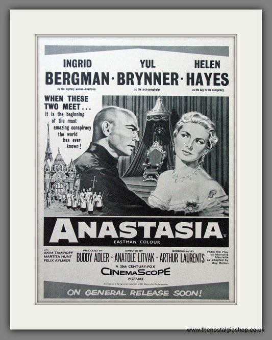 Anastasia. Yul Brynner, Ingrid Bergman. Vintage Advert 1957 (ref AD56258)