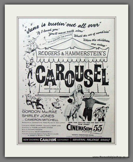 Carousel by Rogers & Hammerstein. Vintage Advert 1956 (ref AD56260)