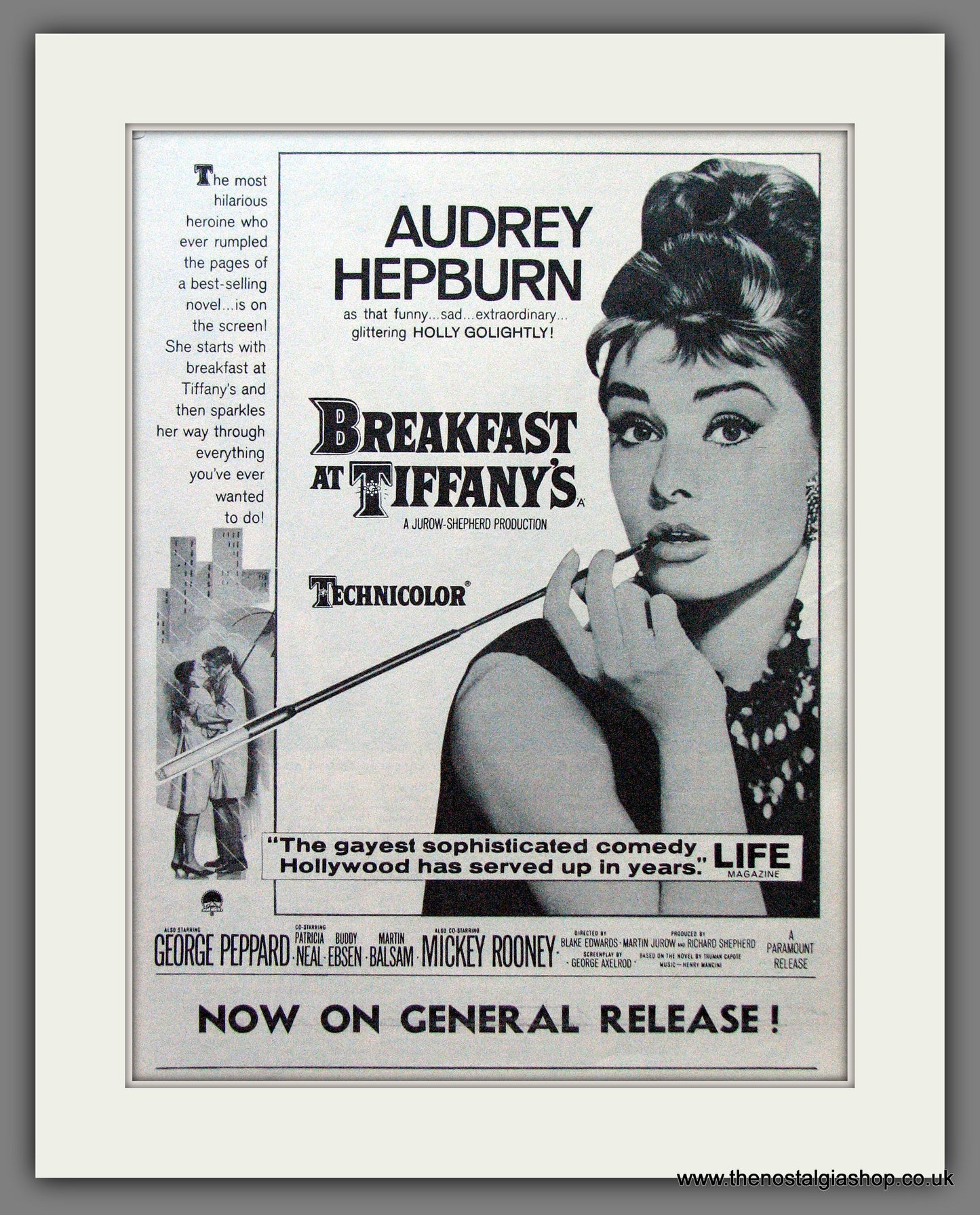 Breakfast At Tiffany's. Audrey Hepburn. Vintage Advert 1961 (ref AD56241)