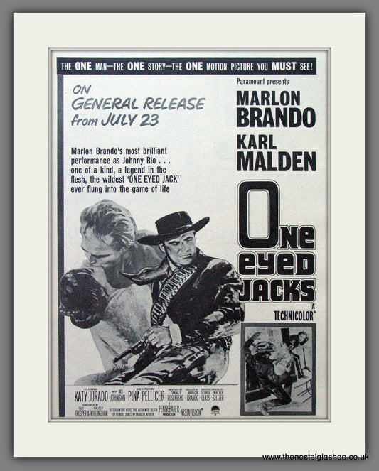 One Eyed Jacks. Marlon Brando. Vintage Advert 1961 (ref AD56263)