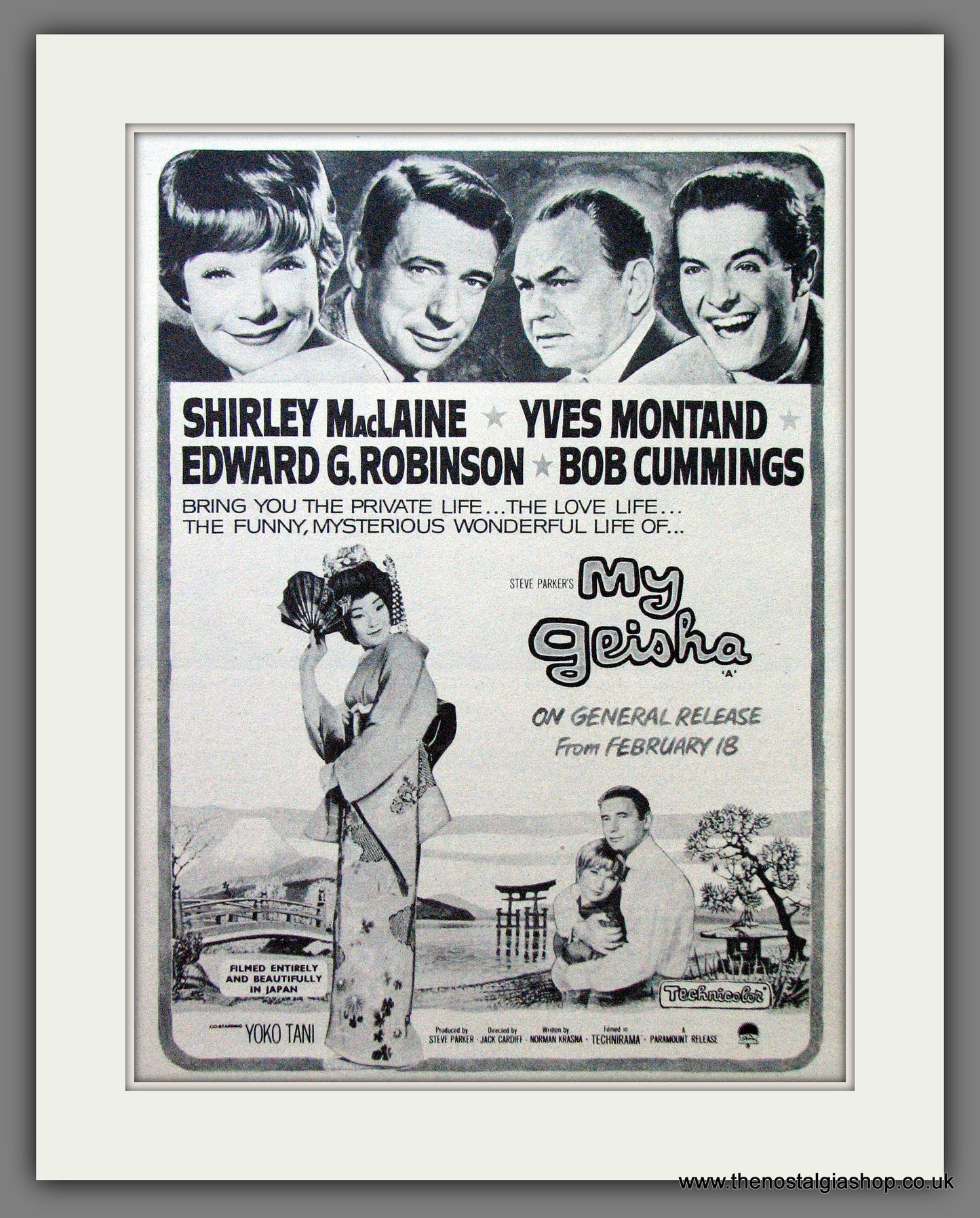 My Geisha. Shirley MacLaine. Vintage Advert 1962 (ref AD56265)