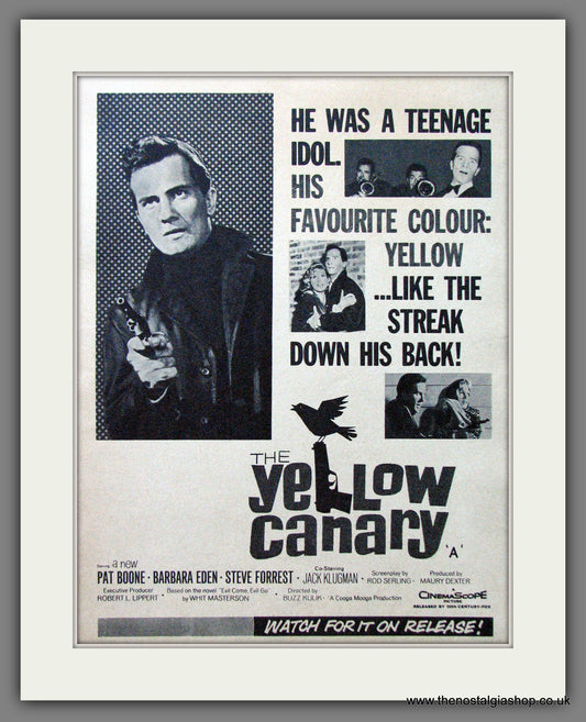 The Yellow Canary. Pat Boone. Vintage Advert 1963 (ref AD56279)