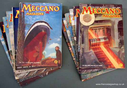 Meccano Magazines 1954. Full year 12 issues.