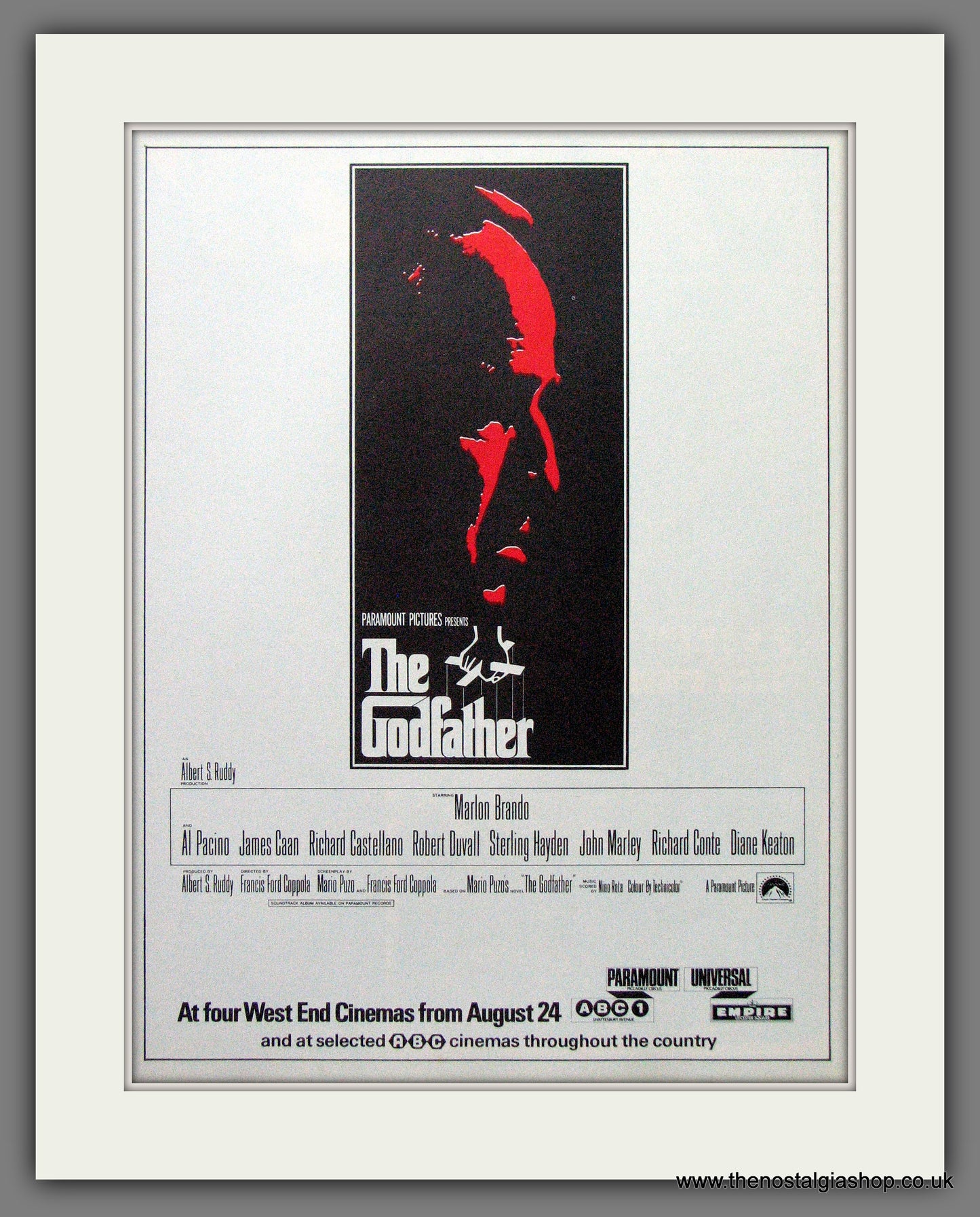 Godfather (The) Marlon Brando. Vintage Advert 1972 (ref AD56310)