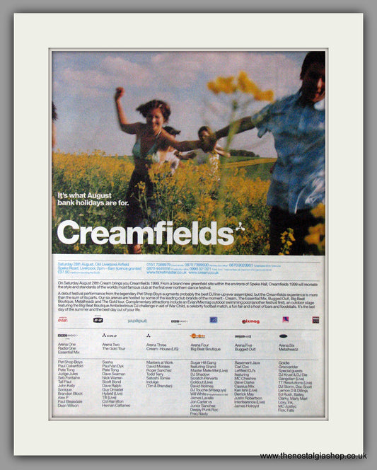 Creamfields Festival 1999. Liverpool. Original Advert (ref AD11251)