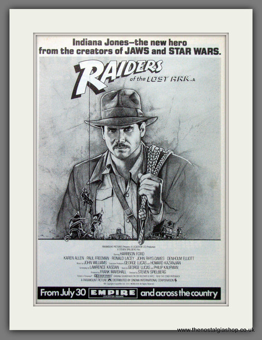 Raiders Of The Lost Ark. Harrison Ford. Vintage Advert 1981 (ref AD56315)