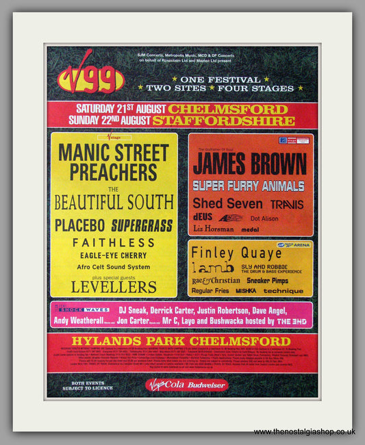 V99 Festival. Set of 2 Original Adverts (ref AD11258)