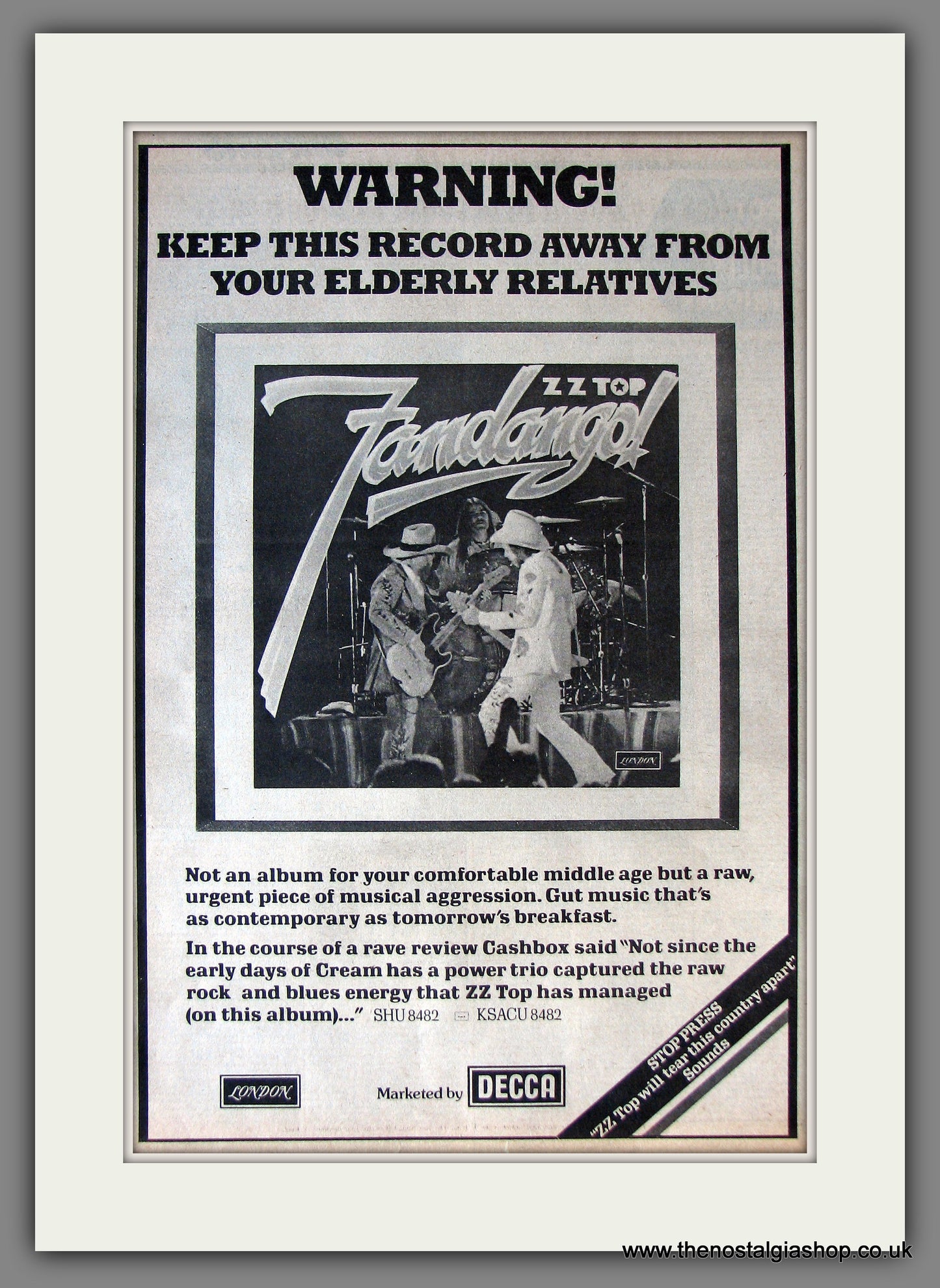 ZZ Top. Fandango. 1975 Original Advert (ref AD13786)