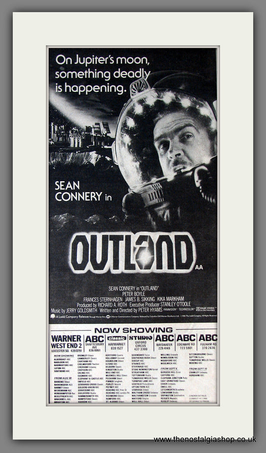 Outland. Sean Connery. Vintage Advert 1981 (ref AD13799)