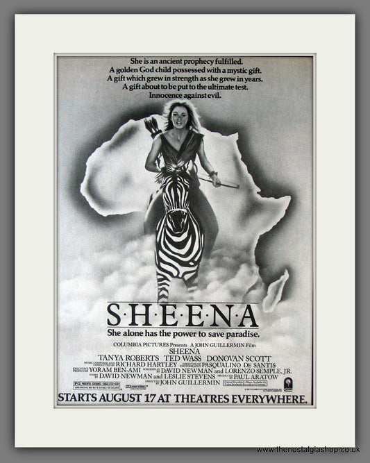 Sheena. Tanya Roberts. Vintage Advert 1984 (ref AD13803)