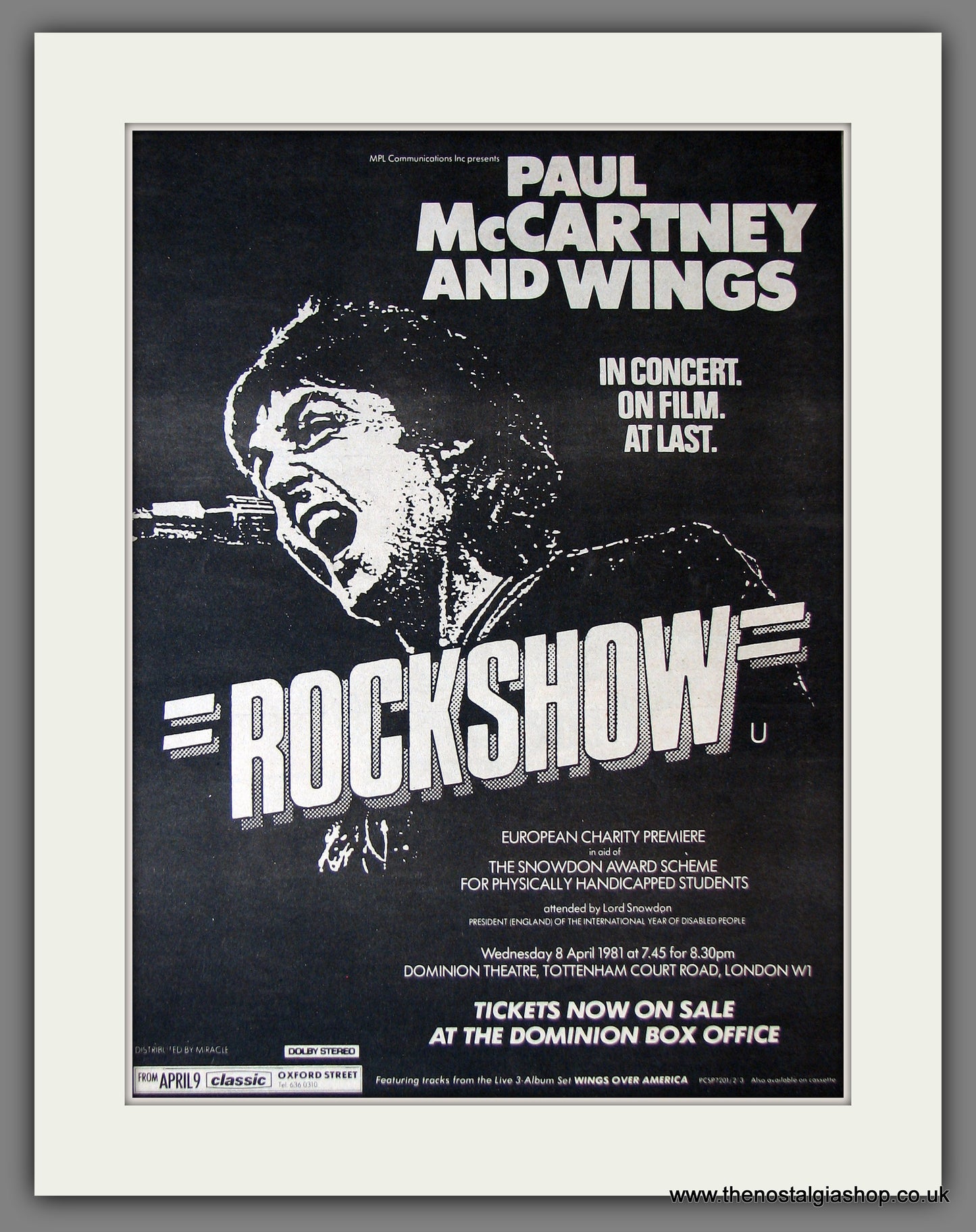 Rockshow. Paul McCartney and Wings. Vintage Advert 1981 (ref AD13807)