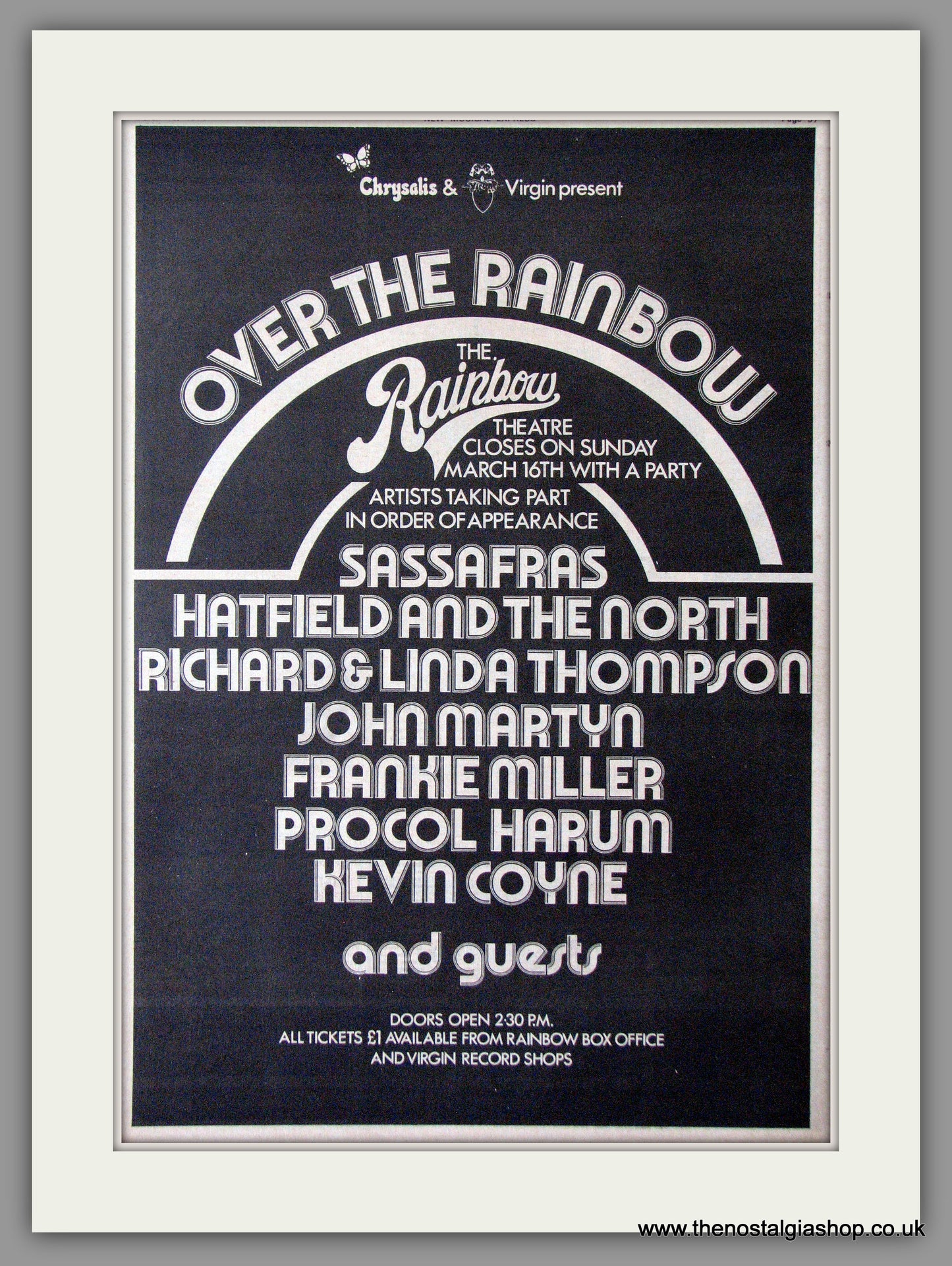 Rainbow Theatre Closes. Over The Rainbow Show. Original Advert 1975 (ref AD11287)