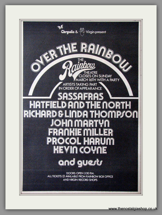 Rainbow Theatre Closes. Over The Rainbow Show. Original Advert 1975 (ref AD11287)