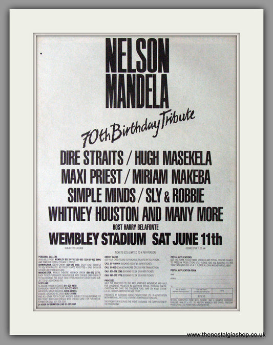 Nelson Mandela 70th Birthday Tribute. Wembley. Original Advert 1988 (ref AD11298)