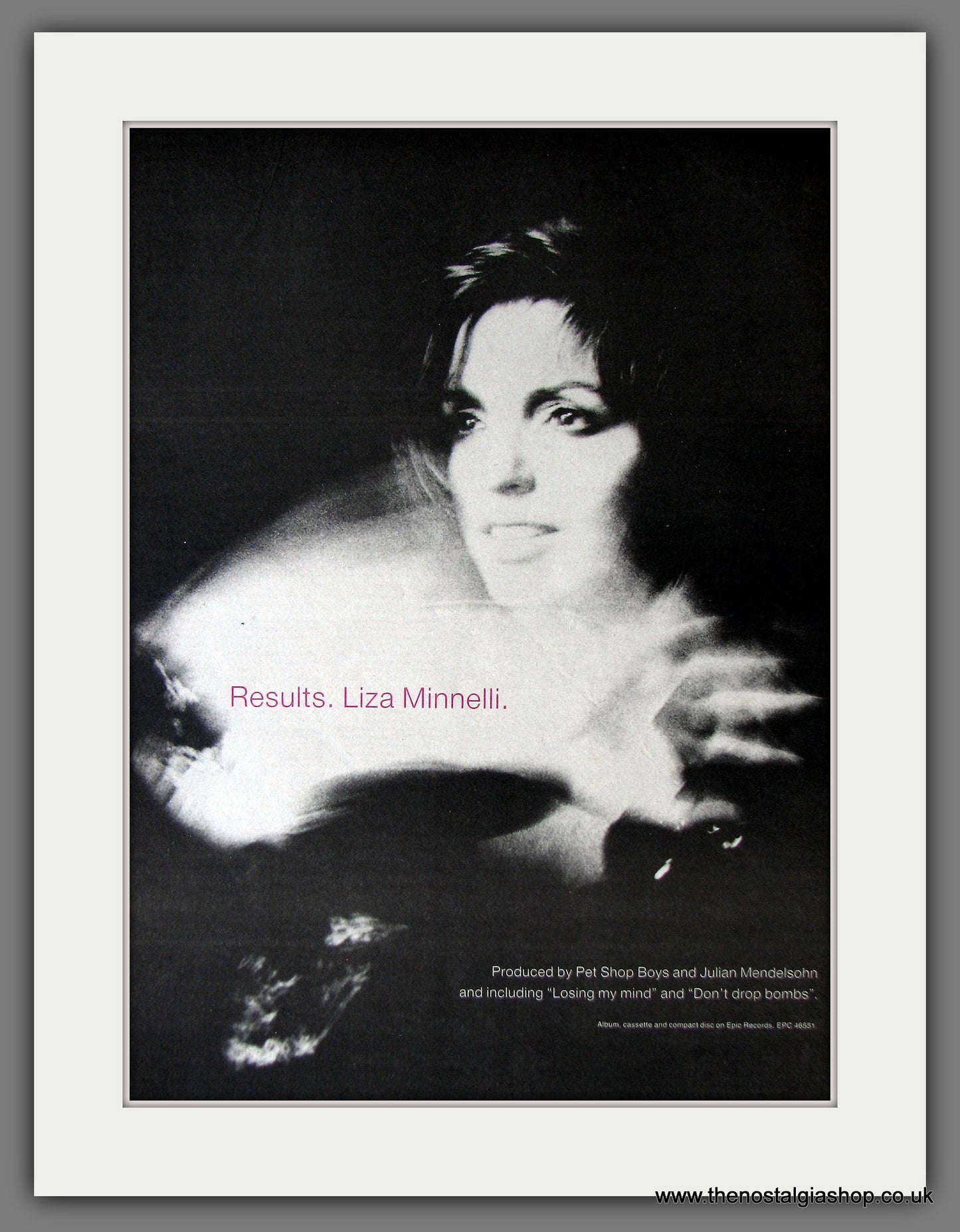 Liza Minnelli. Results. Original Advert 1989 (ref AD13825)