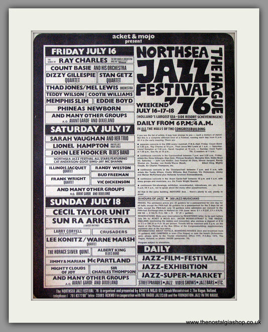 Northsea Jazz Festival '76. The Hague, Holland. Vintage Advert 1976 (ref AD11321)