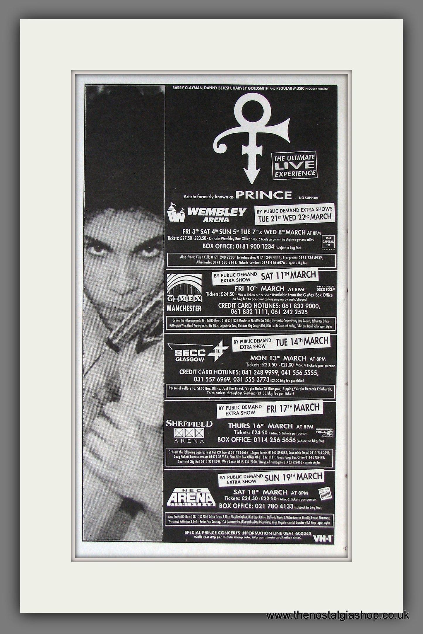 Prince. UK Tour. Original Advert 1995 (ref AD13838)